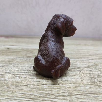 vintage chinese carved wood Faithful dog statue wooden Boxwood pet gift souvenir