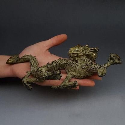 Chinese Fengshui Bronze Zodiac Year Dragon Dragons Animal Hold Bead Statue