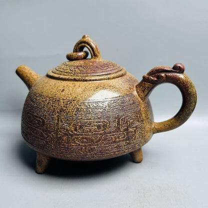 Vintage Chinese Yixing Purple Clay Teapot Zisha Ceremony Carving Collectible Art