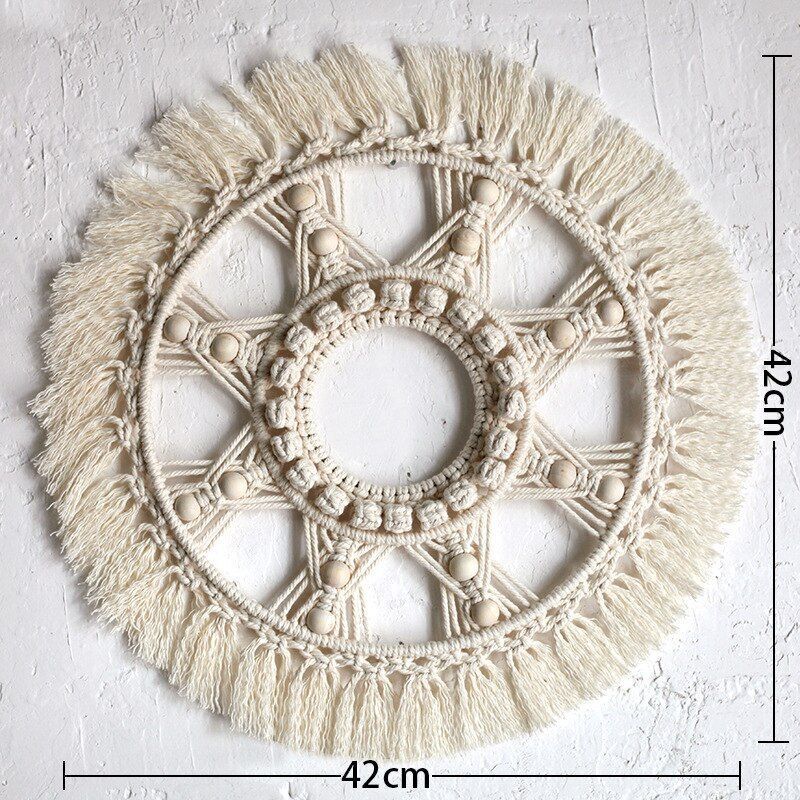 Wall Hanging Tapestry Bohemian Home Decor Woven Macrame Mandala Cotton Rope 42cm