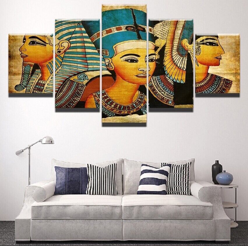 Pharaoh Ancient Egypt 5 Piece Canvas Print Wall Art Poster Home Decoration