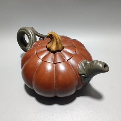 Vintage Chinese Yixing Purple Clay Teapot Zisha Ceremony Ceramic Pumpkin Teaware