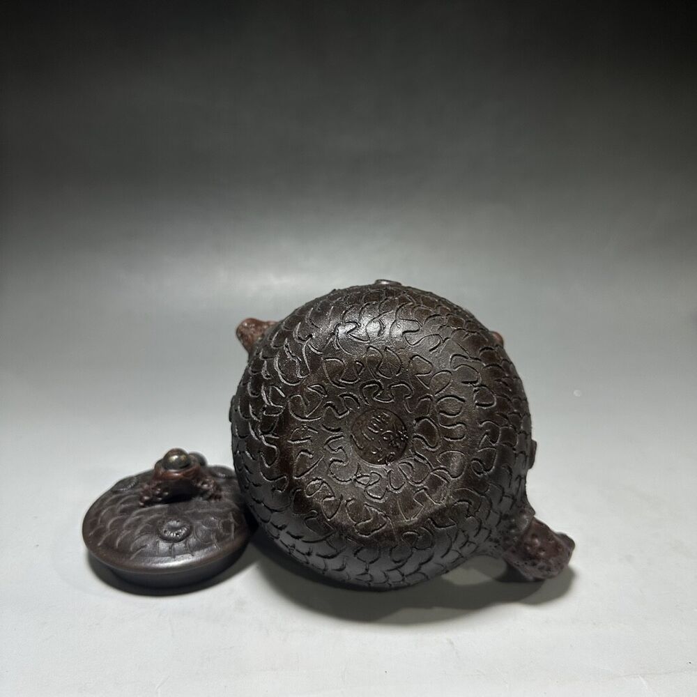 vintage chinese yixing purple clay teapot zisha ceremony carving Collectible art