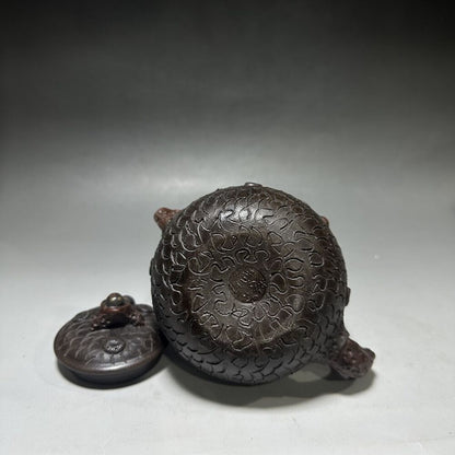 vintage chinese yixing purple clay teapot zisha ceremony carving Collectible art
