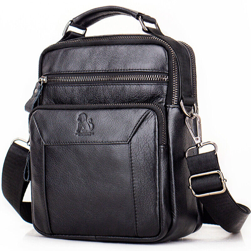 100% Genuine Leather Men's Sling Shoulder Bag Messenger Bag 8" Handbag Crossbody
