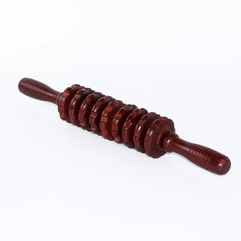 Wooden Massage Tool 9-Wheel Abdomen Massager Fitness Roller Stick Muscle Relax