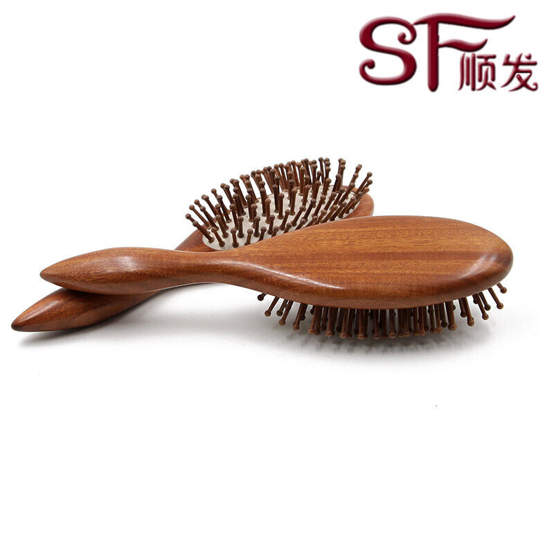 Natural Hair Scalp Massage brush Red Sandal Wood Comb Wooden Pin Massage Brush