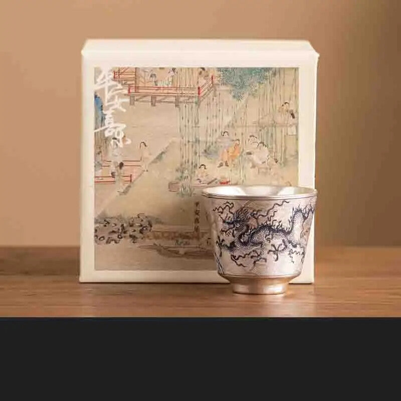 2025 Chinese Dragon-Pattern Tea Cup Chinese Kung Fu Tea Set Household