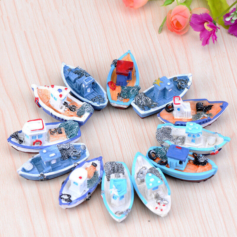 Mini Yacht Miniature Garden Fairy Landscape Terrarium Figurine Bonsai Decoration
