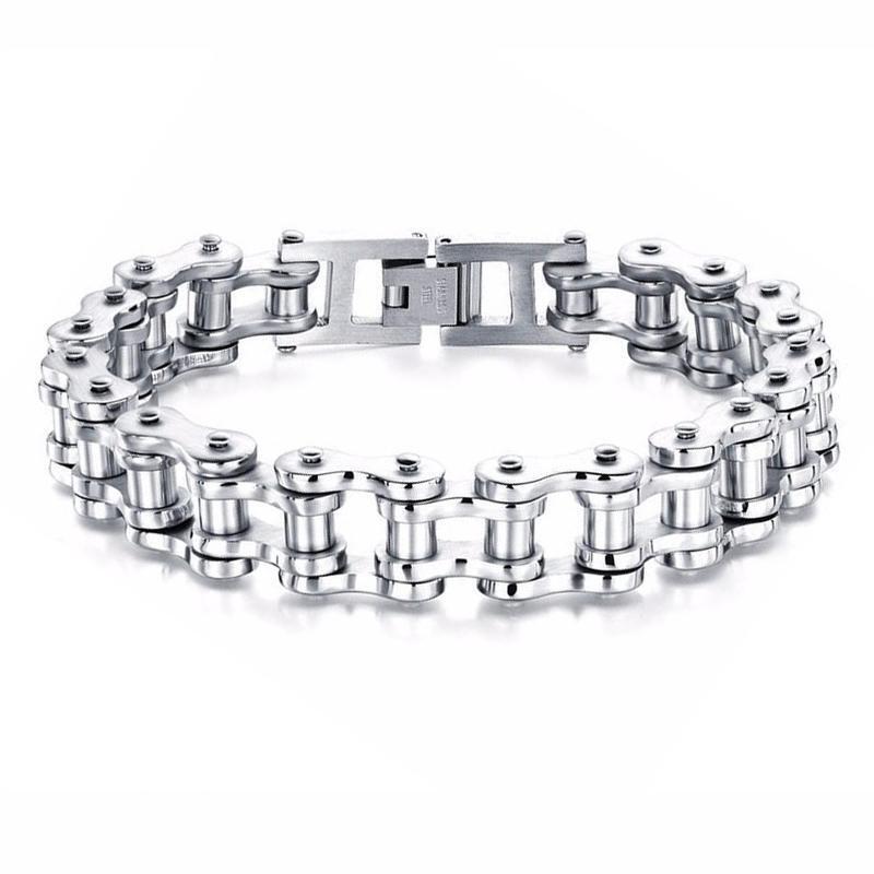 Solid Stainless Steel Motorcycle Bike Chain Design Bracelet Men's Jewelry 8.5 in