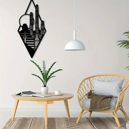 1pc Metal Cactus Art Wall Decor, Metal Wall Decor, Sunset Wall Sign, Wall Art
