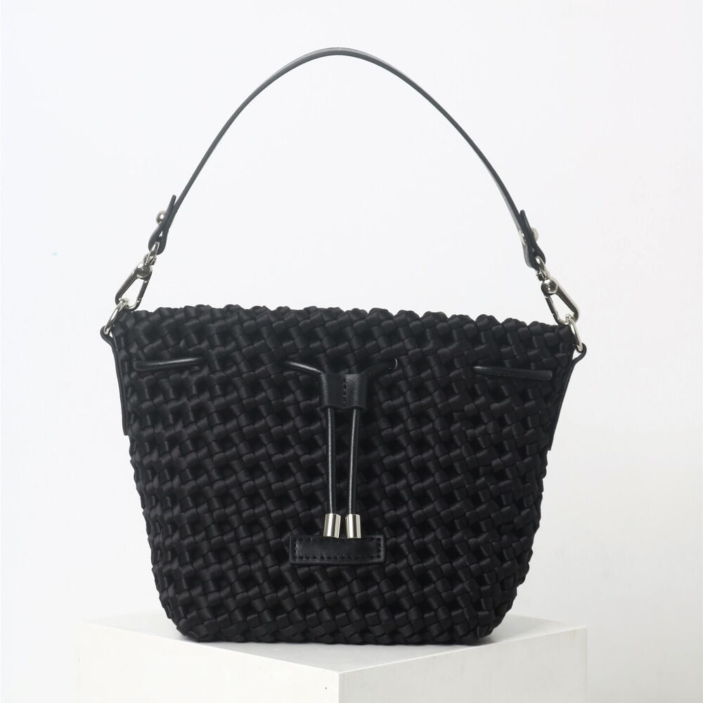Small Mini Woven Nylon Drawstring Bucket Bag Purse Crossbody Crossbody Handbag