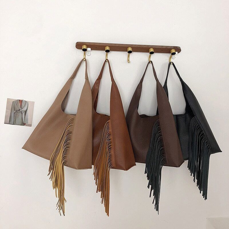 Small Handbag Women Spring Travel 2pcs/set Tassels Shoulder Bag