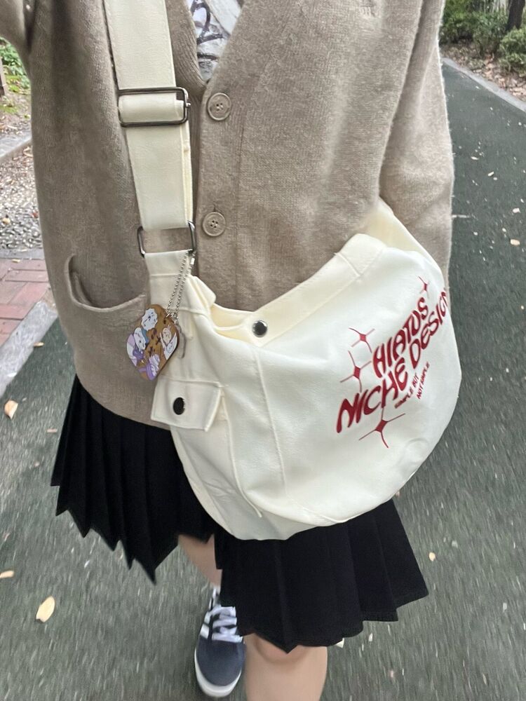 Women's Canvas Crossbody Handbag Shoulder Bag High Quality Solid Color Large