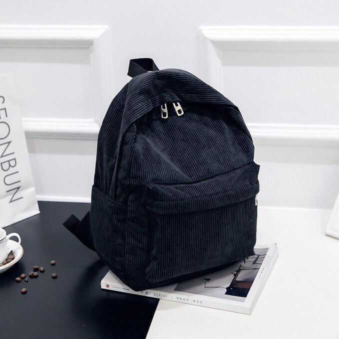 Corduroy Backpack School Backpack Solid Color Bags 36*25*12cm Polyester 20-35 L