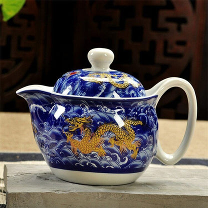 Porcelain Teapot 350ml Stainless Filter Infuser Chinese Dragon Flower Tea Pot