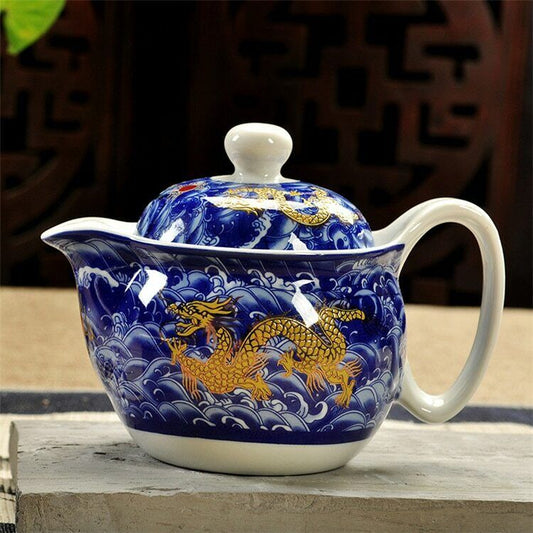 Porcelain Teapot 350ml Stainless Filter Infuser Chinese Dragon Flower Tea Pot