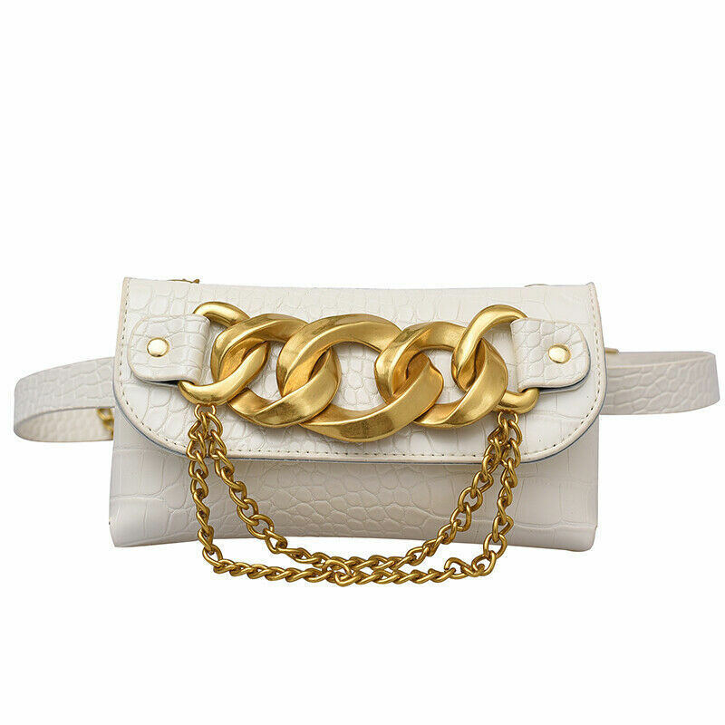 Mini Crossbody Bags Women Metal Chain Shoulder Bag Leather Belt Bag Women