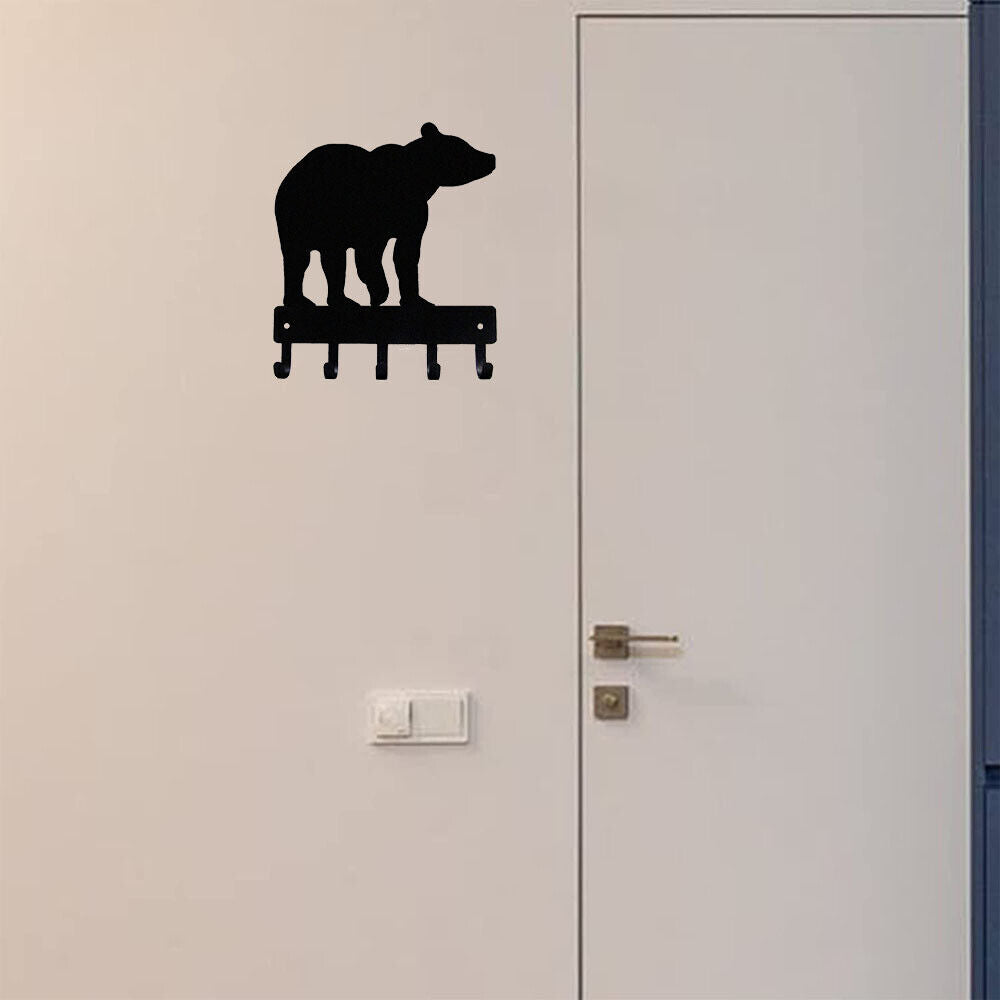 Bear #01 Key Rack Hanger - 6 inch Wide Metal Wall Art