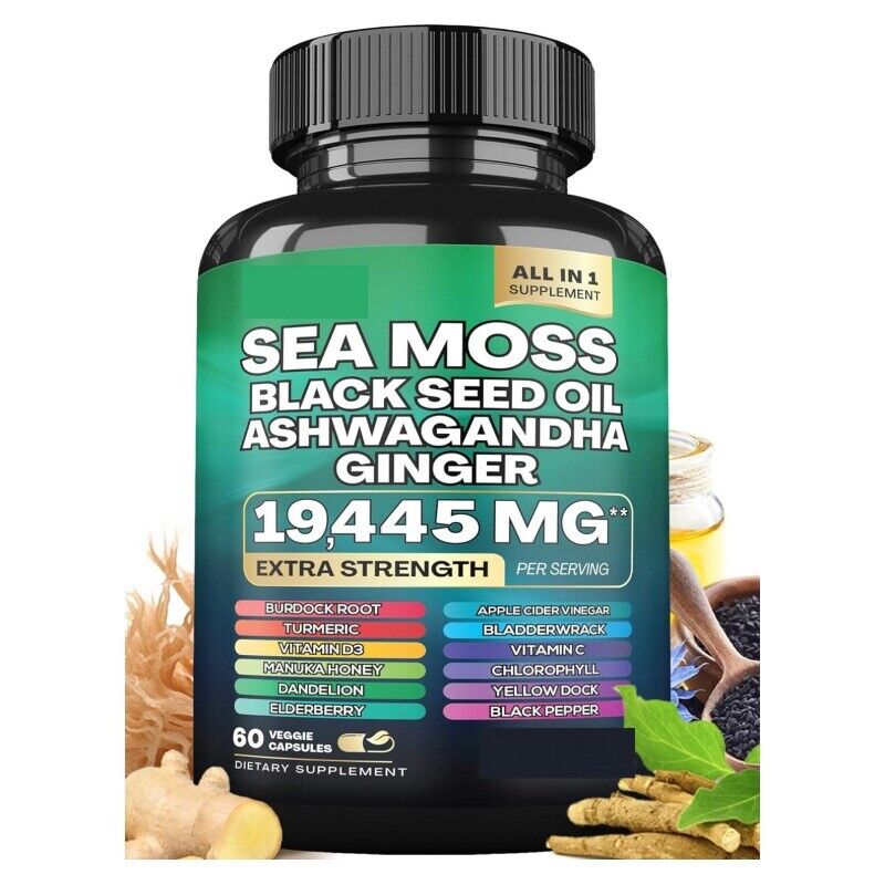 Black Seed Oil 4000Mg Sea Moss 7000Mg Turmeric 2000Mg Ashwagandha 2000Mg