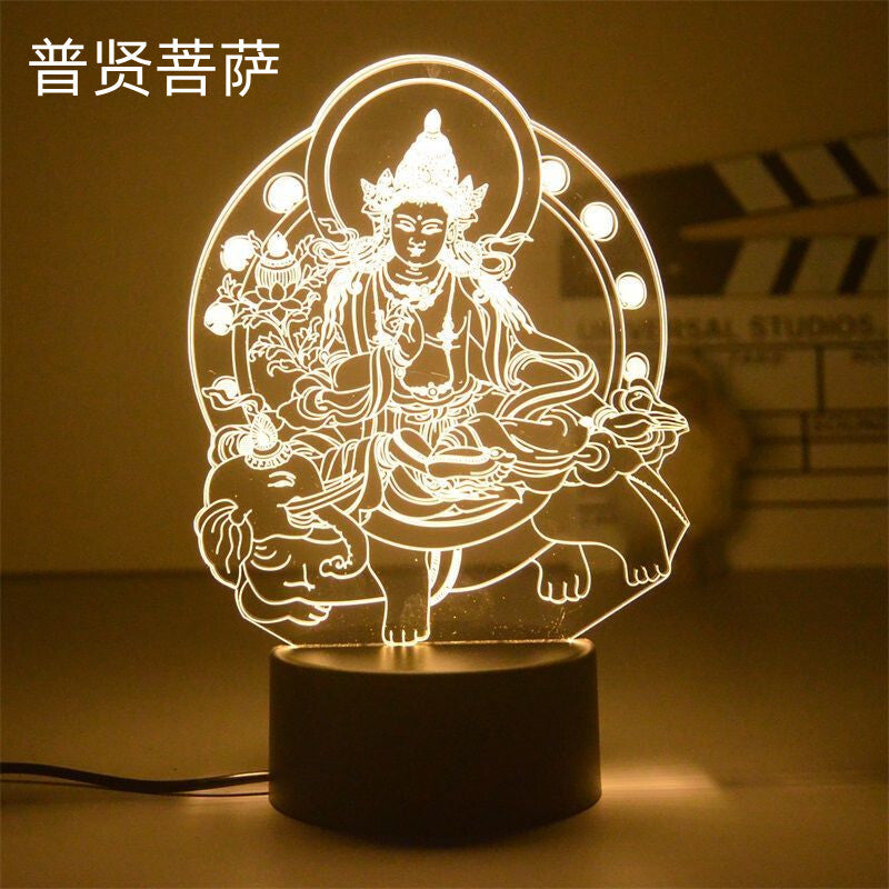 LED Night Light USB Buddha Lamp Shurangama Mantra Heart Sutra Attract Wealth