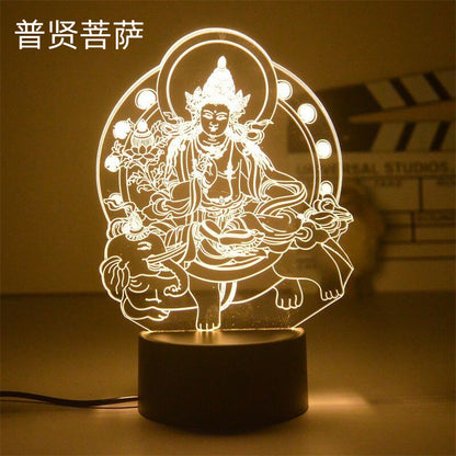 LED Night Light USB Buddha Lamp Shurangama Mantra Heart Sutra Attract Wealth