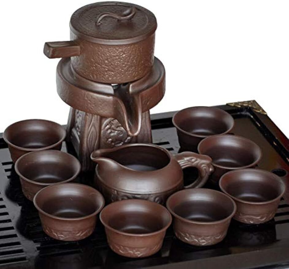 11pcs/set Lazy semi-automatic stone mill tea set Tea Ceremony Party Home Office
