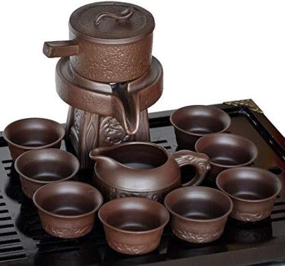 11pcs/set Lazy semi-automatic stone mill tea set Tea Ceremony Party Home Office