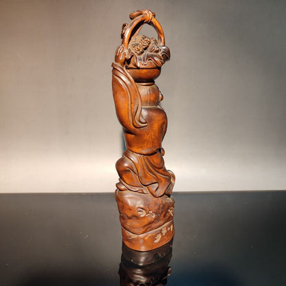 wood carving Lan Ts'ai-ho strolling singer flower-basket patron deity florist