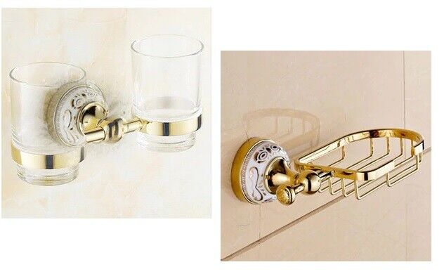 Luxury Towel Racks Stainless Steel Ceramic Wall Mounted Bathroom Accessories Set
