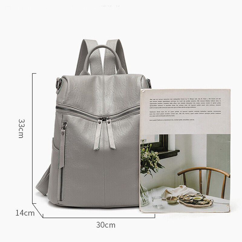 100% Genuine Leather Women's Backpack Travel Bag School Rucksack Crossbody Bag