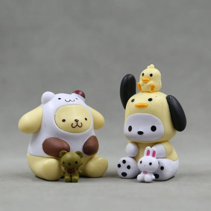7pcs My Melody Hello Kitty Figures Kuromi Cinnamoroll Cake Toppers PVC Doll Toy