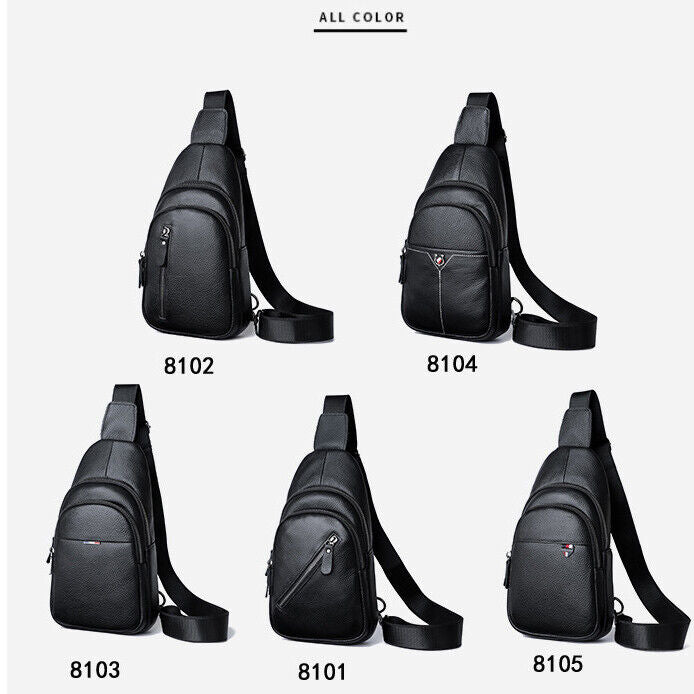 100% Genuine Leather Crossbody Bag Chest Bag Hiking Sling Backpack Shoulder Bag