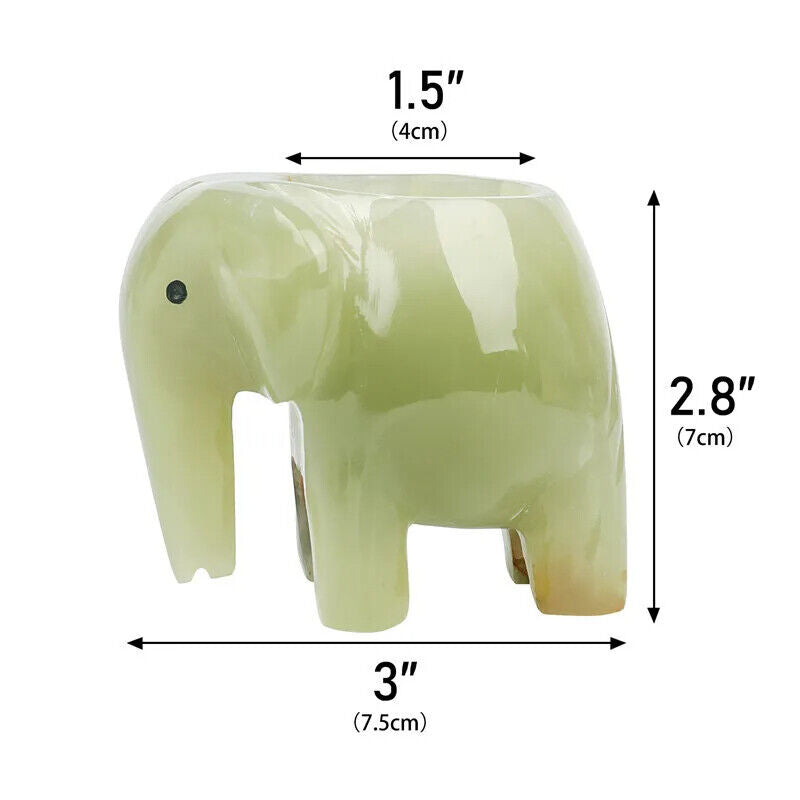 Candle Holder Natural Stone Afghan Jade Elephant Carvings Decorative Candlestick