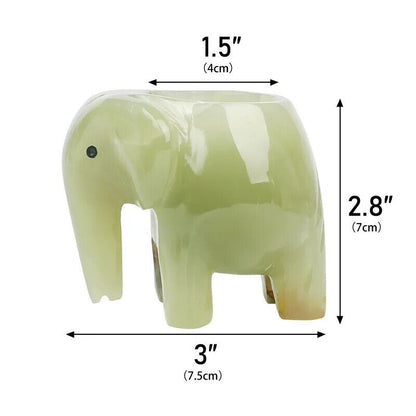 Candle Holder Natural Stone Afghan Jade Elephant Carvings Decorative Candlestick