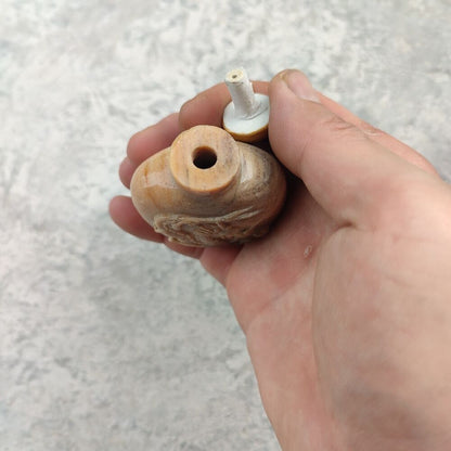 Chinese Dragon Statue Carved Shoushan Stone Snuff Bottle Yellow Multicolour Rare