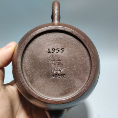 Vintage Chinese Yixing Purple Clay Teapot Zisha Ceremony Carving Collectible Art
