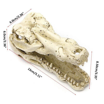 Aquarium Decoration 5" Resin Crocodile Skull Artificial Decor Fish Tank Ornament