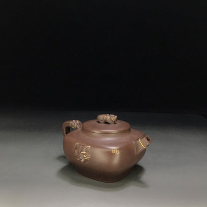vintage chinese yixing purple clay teapot zisha ceremony carving Collectible art