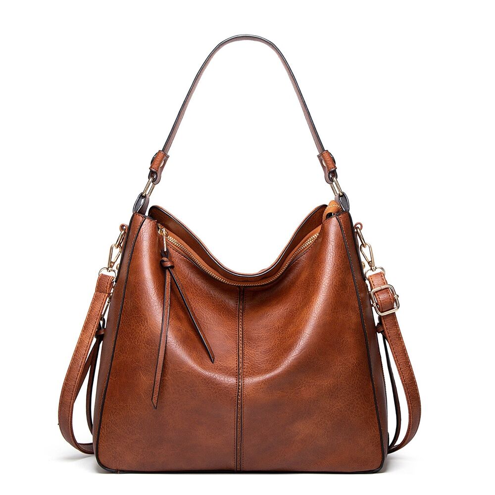 Brown Women's Large Tote Bag Faux Leather Ladies Shopper Shoulder Bag Cross Body