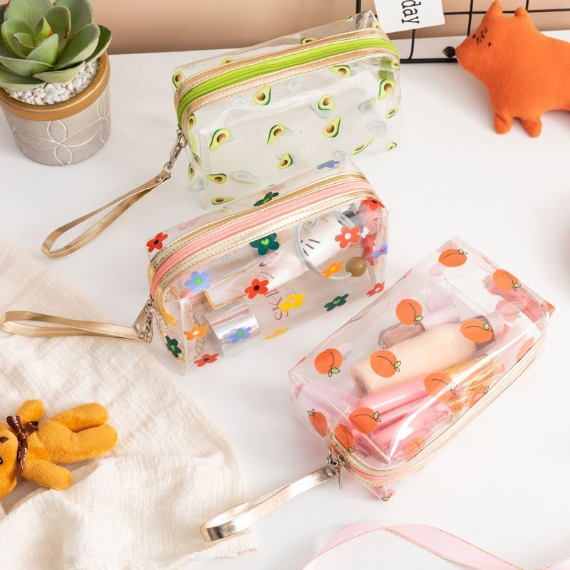 Butterfly Avocado Print Cosmetic Bag Clear Makeup Case Travel Organizer Storage