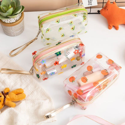 Butterfly Avocado Print Cosmetic Bag Clear Makeup Case Travel Organizer Storage