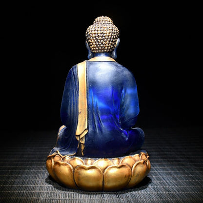 Old Tibet Amitabha Buddha Shakyamuni Statue Chinese Colored Glaze Liu Li Heavy