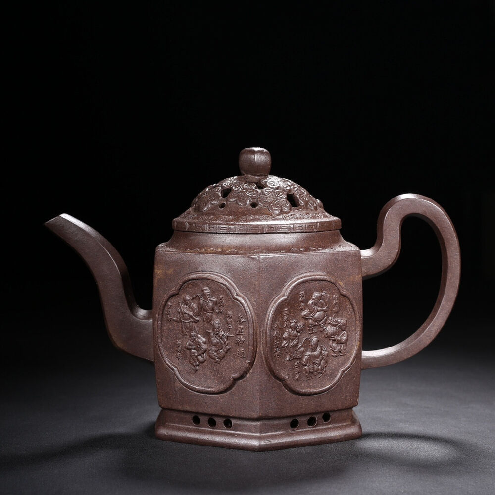 Chinese Yixing Zisha Clay Handmade Exquisite Teapot （六方（高温窑变） 底款：金鼎商标）