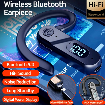 Wireless Bluetooth 5.2 Earphone Headset Driving Trucker Earbud Noise Cancelling