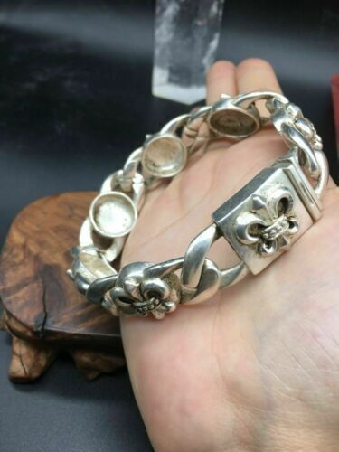 Asian old miao silver hand cast cool statue bracelet jewel gift