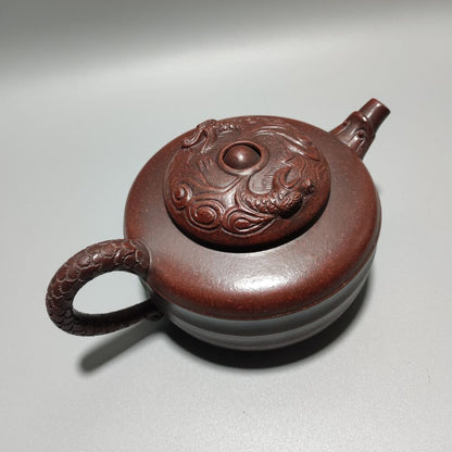 Vintage Chinese Yixing Purple Clay Teapot Zisha Ceremony Carving Collectible Art