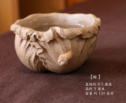 2pcs 230cc chinese Yixing Handmade Zisha GaiWan Duan Clay tea cup Gongfu tureen