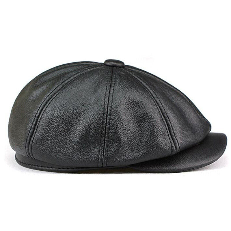 Men Real Leather Beret autumn Winter Hats Painter Newsboy Cap Vintage Style Hat