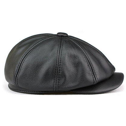 Men Real Leather Beret autumn Winter Hats Painter Newsboy Cap Vintage Style Hat